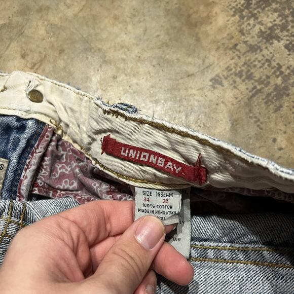 Vintage Y2k Unionbay Baggy Distressed Flared Jeans 34x32 - Picture 7 of 7
